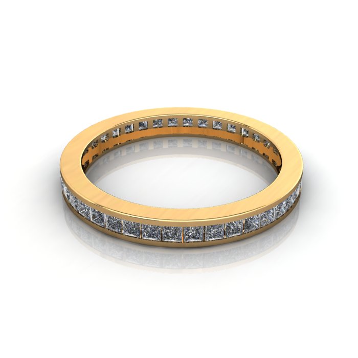 Princess Cut Eternity Diamond Ring Yellow Gold RE4 LF