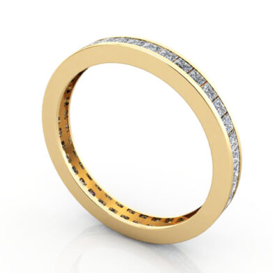 Thumb Princess Cut Eternity Diamond Ring Yellow Gold RE4 3D