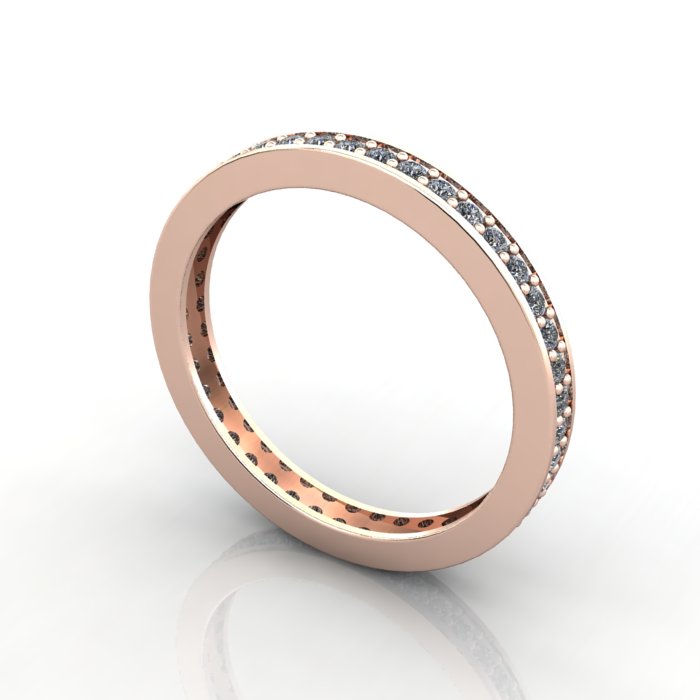 Round Brilliant Eternity Diamond Ring Rose Gold RE5 3D