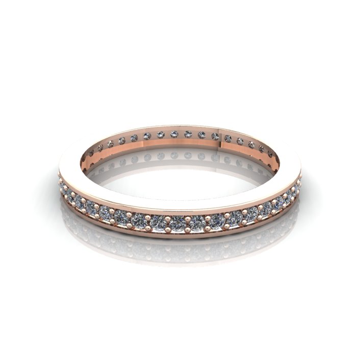 Round Brilliant Eternity Diamond Ring Rose Gold RE5 LF