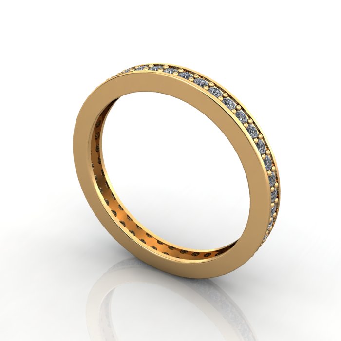 Round Brilliant Eternity Diamond Ring Yellow Gold RE5 3D