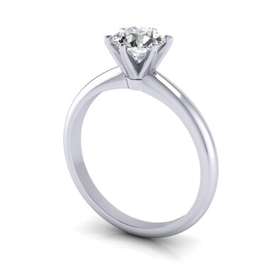 Round Brilliant Solitaire Diamond Ring White Gold RS2 3D