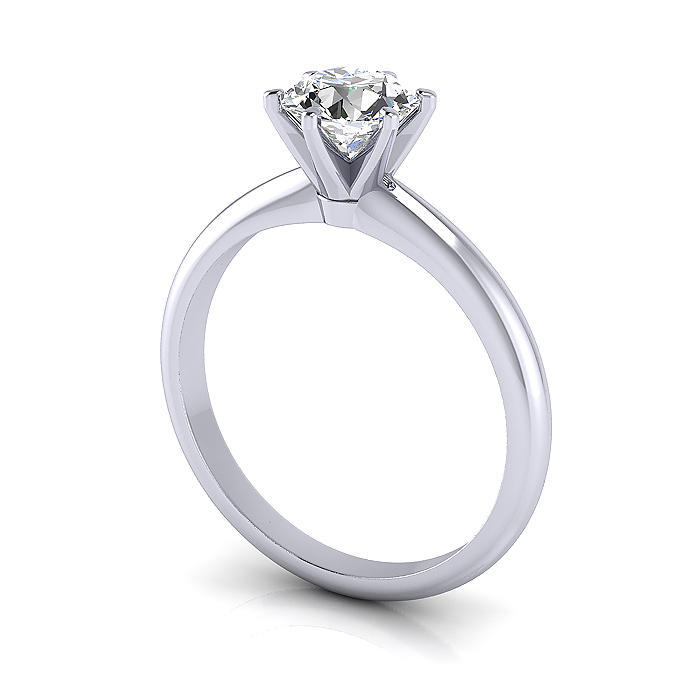Round Brilliant Solitaire Diamond Ring White Gold RS2 3D