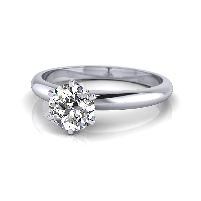 Round Brilliant Solitaire Diamond Ring White Gold RS2 LF