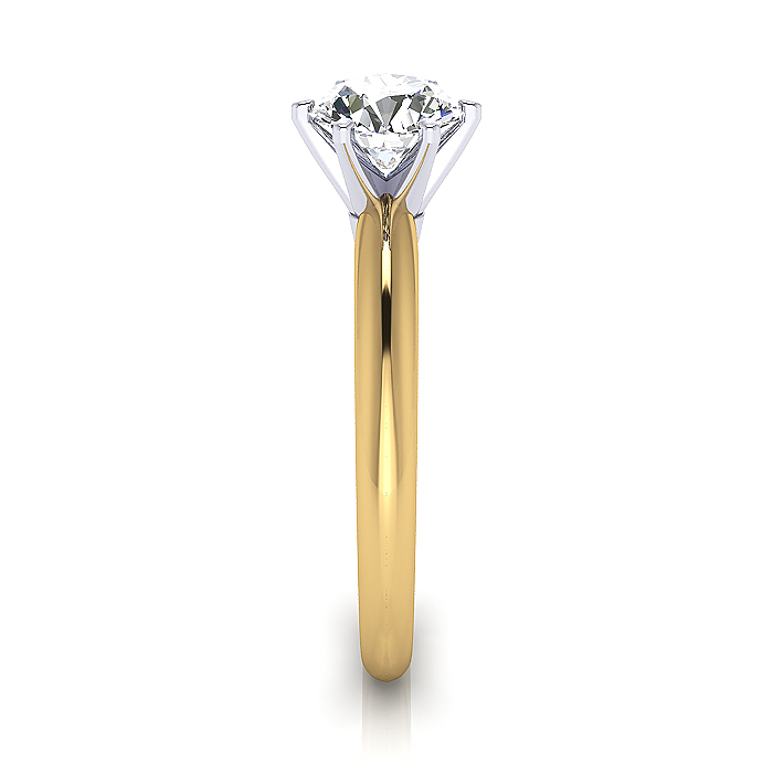 Round Brilliant Solitaire Diamond Ring Yellow Gold RS2 SV