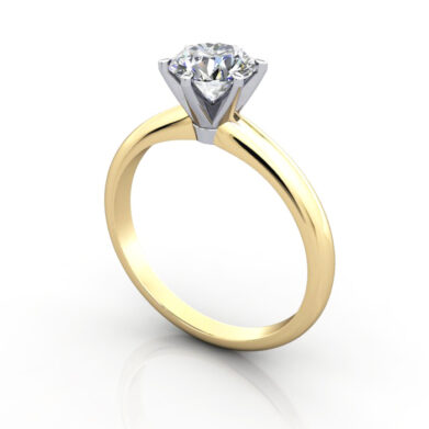 Thumb Round Brilliant Solitaire Diamond Ring Yellow Gold RS2 3D