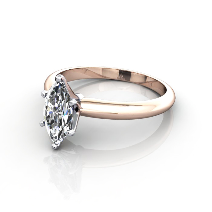Marquise Cut Solitaire Diamond Ring Rose Gold RS2 LF