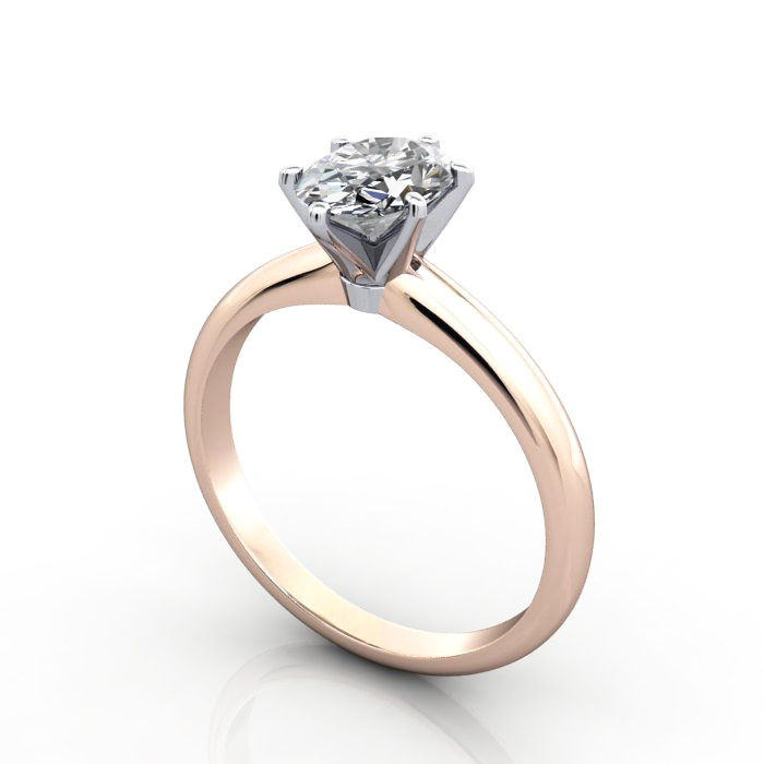 Oval Cut Solitaire Diamond Ring Rose Gold RS2 3D