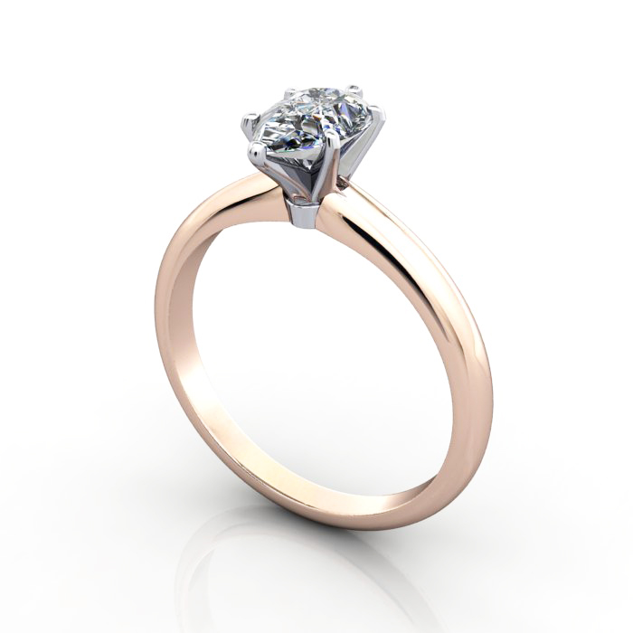 Pear Cut Solitaire Diamond Ring Rose Gold RS2 3D
