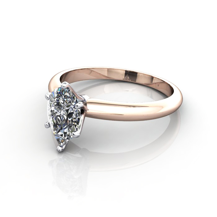 Pear Cut Solitaire Diamond Ring Rose Gold RS2 LF