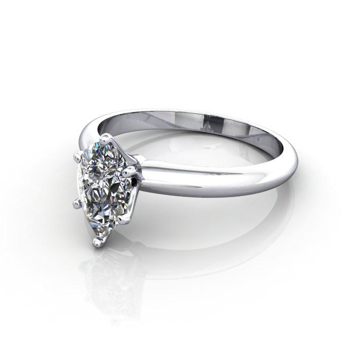 Pear Cut Solitaire Diamond Ring White Gold RS2 LF