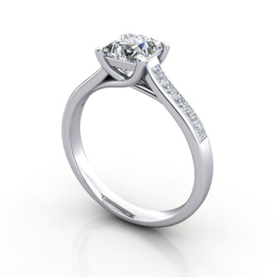 Princess Cut Solitaire Accent Diamond Ring Platinum RSA2