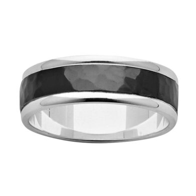 Black Zirconium Ring with Inlay PD438Z