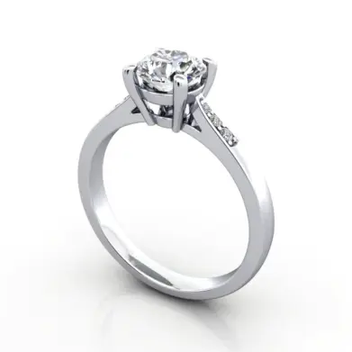 Round Brilliant Solitaire Accent Diamond Ring Platinum RSA17