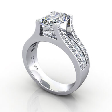 Radiant Cut Solitaire Accent Diamond Ring Platinum RSA12