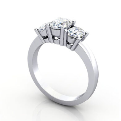 Oval Cut Trilogy Diamond Ring Platinum RT13