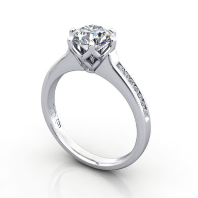 Round Brilliant Solitaire Accent Diamond Ring Platinum RSA3