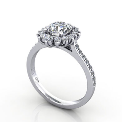 Round Brilliant Halo Diamond Ring Platinum RH2