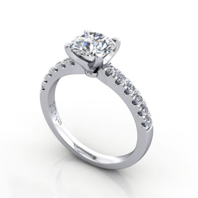 Round Brilliant Solitaire Accent Diamond Ring Platinum RSA4
