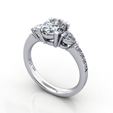 Oval Cut Solitaire Accent Diamond Ring Platinum RSA5