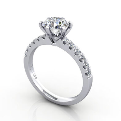 Round Brilliant Solitaire Accent Diamond Ring Platinum RSA6