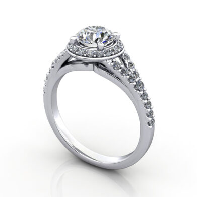 Round Brilliant Halo Diamond Ring Platinum RH3