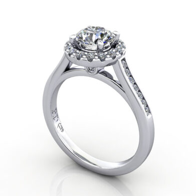 Round Brilliant Halo Diamond Ring Platinum RH4