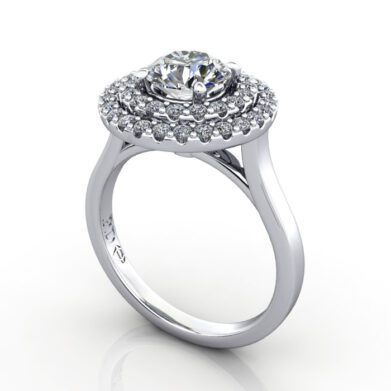 Round Brilliant Halo Diamond Ring Platinum RH5