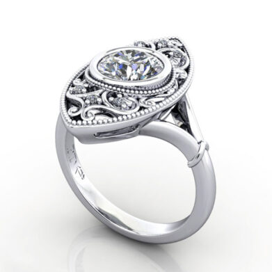 Round Brilliant Vintage Diamond Ring Platinum RV5