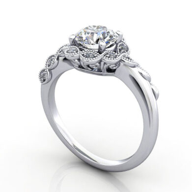 Round Brilliant Vintage Diamond Ring Platinum RV6