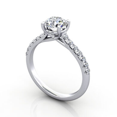 Round Brilliant Solitaire Accent Diamond Ring Platinum RSA44