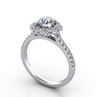 Round Brilliant Halo Diamond Ring Platinum RH7