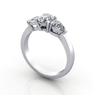 Oval Cut Trilogy Diamond Ring Platinum RT7