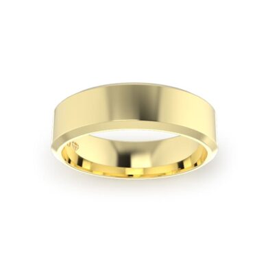 Yellow Gold Gents Bevelled Wedding Ring