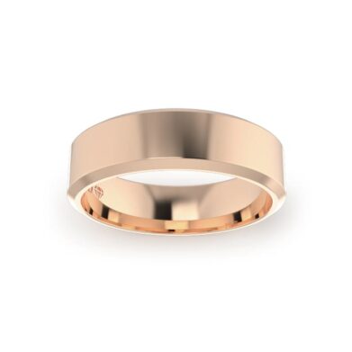Rose Gold Gents Bevelled Wedding Ring