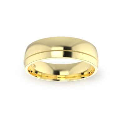Yellow Gold Gents Single Groove Wedding Ring