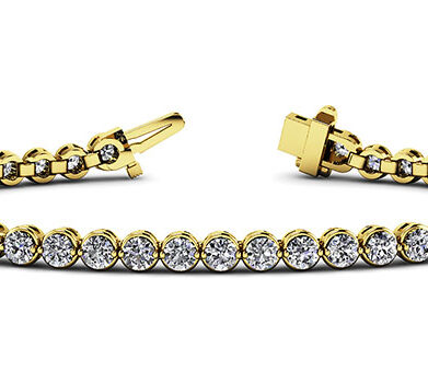 Round Brilliant Diamond Tennis Bracelet Yellow Gold 2.28ct DB778A