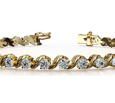 Round Brilliant Diamond Tennis Bracelet Yellow Gold 0.96ct DB939