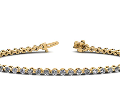 Round Brilliant Diamond Tennis Bracelet Yellow Gold 2.04ct DB900
