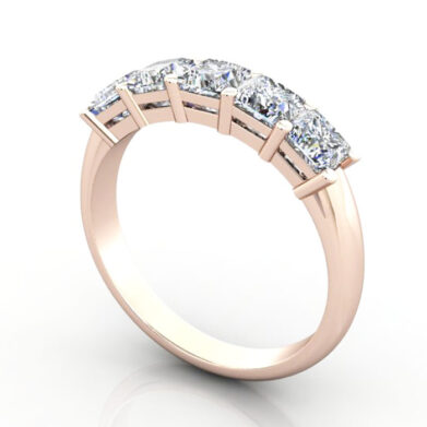 Princess Cut Anniversary Diamond Ring Rose Gold RA5